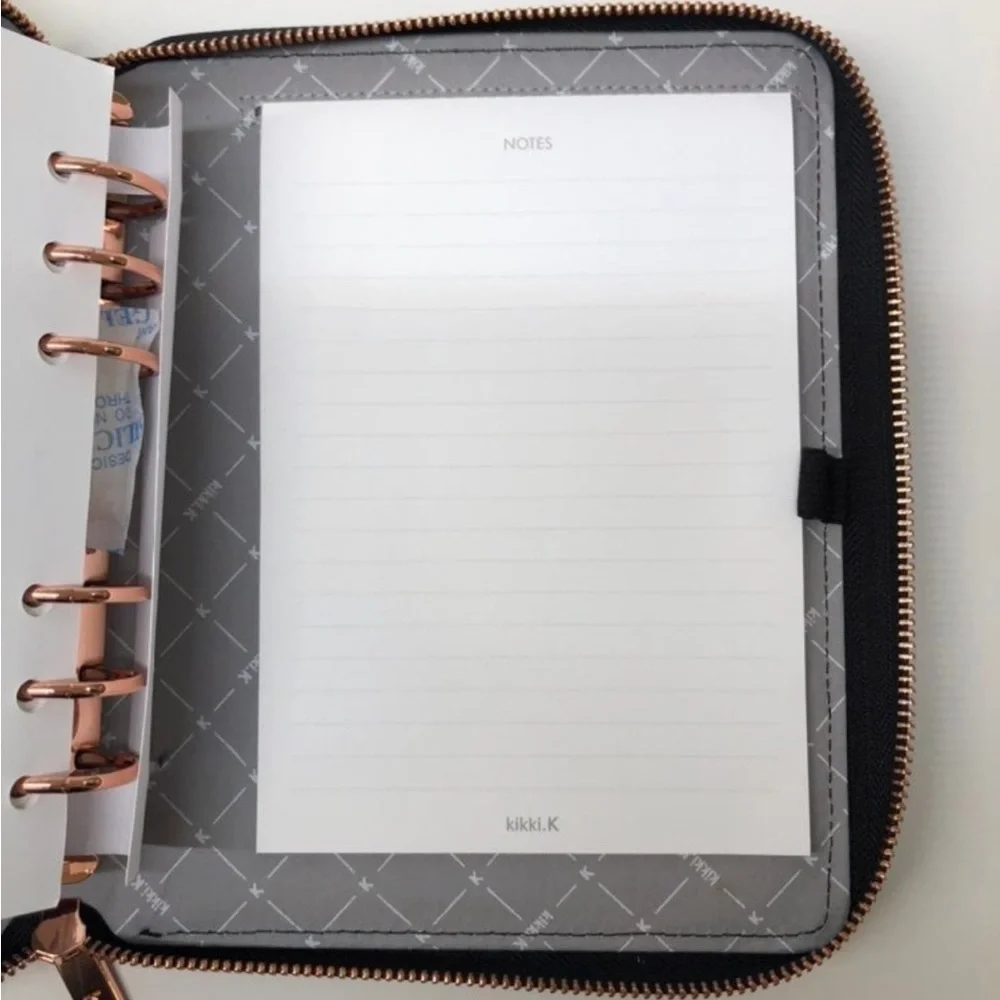 Kikki.K B6 Black Croco Embossed Zippered Planner